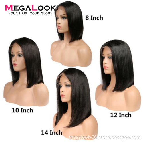 Megalook Transparent Full Lace Bob Human Hair Lace Frontal Wigs For Black Women